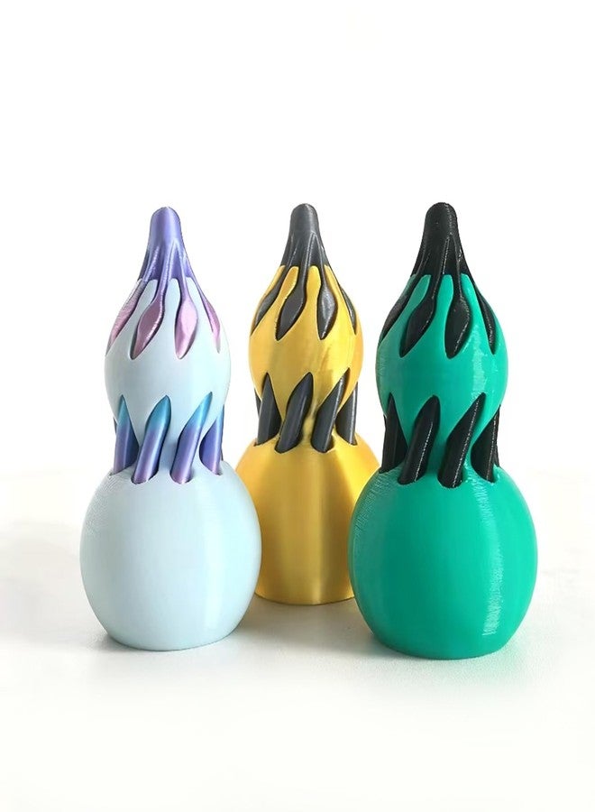 WAAISSJK Gourd Fingertip Toy, Spiral Cone Fidget Toy, 3D Printed Fidget Toys, Suitable for Entertainment and Ornaments, ADHD Autism Stress Relief (Green Gold Glacier Blue - 3 pcs) - Image 1